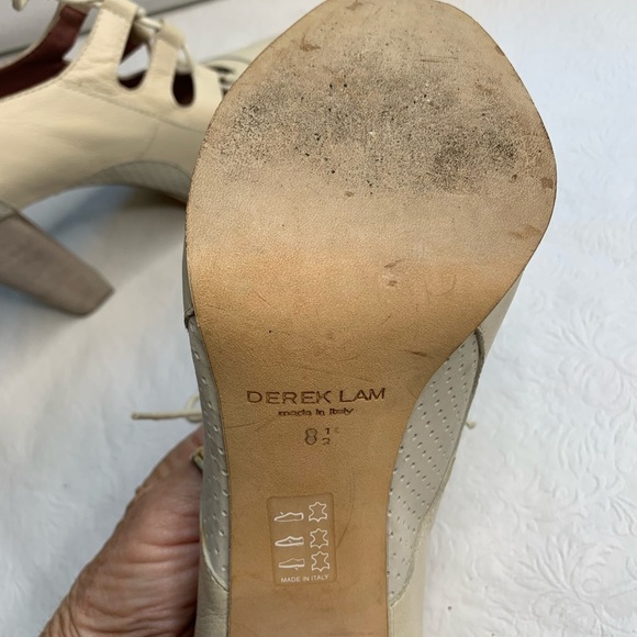 Derek Lam Lace Up‎ Leather Retro Peep Toe Heels - Picture 5 of 7